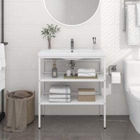 White iron washbasin structure 79x38x83 cm by vidaXL, bathroom vanities - Ref: Foro24-338486, Price: 64,99 €, Discount: %