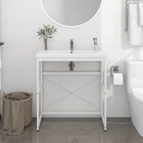 Estructura de lavabo de hierro blanco 79x38x83 cm de vidaXL, Tocadores de baño - Ref: Foro24-338498, Precio: 47,99 €, Descuen...