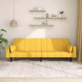 Sofá cama de 2 plazas con dos almohadas tela amarillo de vidaXL, Sofás - Ref: Foro24-337497, Precio: 191,99 €, Descuento: %