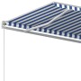 Toldo retráctil automático con postes azul y blanco 6x3 m de vidaXL, Toldos - Ref: Foro24-3070006, Precio: 677,22 €, Descuent...