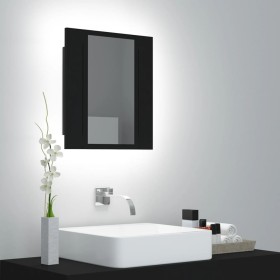 Armario espejo de baño con luz LED acrílico negro 40x12x45 cm de vidaXL, Tocadores de baño - Ref: Foro24-804949, Precio: 37,4...