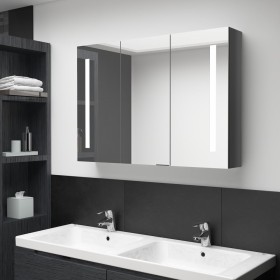 Mueble de baño con espejo LED gris brillante 89x14x62 cm de vidaXL, Tocadores de baño - Ref: Foro24-326528, Precio: 151,99 €,...