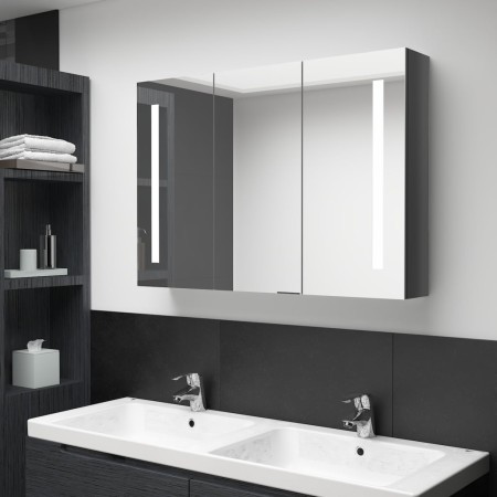 Bathroom cabinet with glossy gray LED mirror 89x14x62 cm by vidaXL, bathroom vanities - Ref: Foro24-326528, Price: 152,18 €, ...