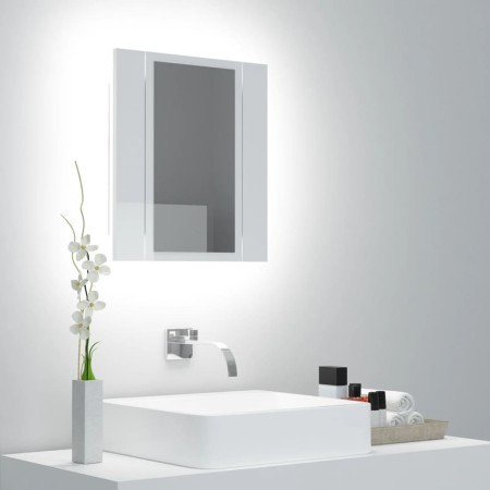 Glossy white acrylic LED bathroom mirror cabinet 40x12x45 cm by vidaXL, bathroom vanities - Ref: Foro24-804953, Price: 41,84 ...