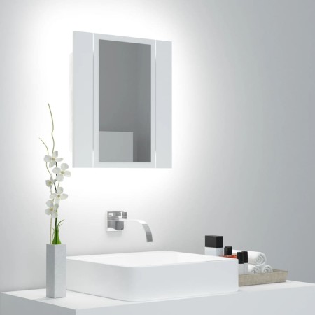 Armario espejo de baño con luz LED acrílico blanco 40x12x45 cm de vidaXL, Tocadores de baño - Ref: Foro24-804948, Precio: 49,...