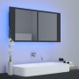 Armario espejo de baño con luz LED acrílico gris 90x12x45 cm de vidaXL, Tocadores de baño - Ref: Foro24-804974, Precio: 67,99...