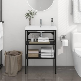 Black iron sink structure 59x38x83 cm by vidaXL, bathroom vanities - Ref: Foro24-338488, Price: 55,20 €, Discount: %