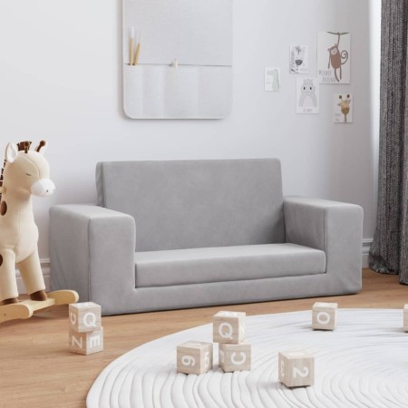 Sofá cama infantil 2 plazas felpa suave gris claro de vidaXL, Mobiliario para bebés y niños pequeños - Ref: Foro24-341828, Pr...