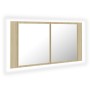 Armario espejo de baño LED acrílico roble Sonoma 90x12x45 cm de vidaXL, Tocadores de baño - Ref: Foro24-804975, Precio: 55,08...