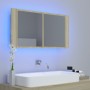 Armario espejo de baño LED acrílico roble Sonoma 90x12x45 cm de vidaXL, Tocadores de baño - Ref: Foro24-804975, Precio: 55,08...