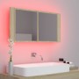 Armario espejo de baño LED acrílico roble Sonoma 90x12x45 cm de vidaXL, Tocadores de baño - Ref: Foro24-804975, Precio: 55,08...