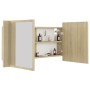 Armario espejo de baño LED acrílico roble Sonoma 90x12x45 cm de vidaXL, Tocadores de baño - Ref: Foro24-804975, Precio: 55,08...