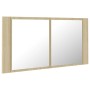 Armario espejo de baño LED acrílico roble Sonoma 90x12x45 cm de vidaXL, Tocadores de baño - Ref: Foro24-804975, Precio: 55,08...