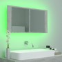 Mirror cabinet for bathroom with LED light, made of gray acrylic concrete, measuring 90x12x45 cm. by vidaXL, bathroom vanitie...