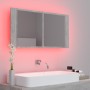 Mirror cabinet for bathroom with LED light, made of gray acrylic concrete, measuring 90x12x45 cm. by vidaXL, bathroom vanitie...