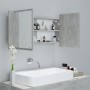 Mirror cabinet for bathroom with LED light, made of gray acrylic concrete, measuring 90x12x45 cm. by vidaXL, bathroom vanitie...