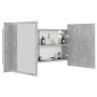 Mirror cabinet for bathroom with LED light, made of gray acrylic concrete, measuring 90x12x45 cm. by vidaXL, bathroom vanitie...