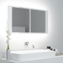 Armario espejo de baño LED acrílico blanco brillo 90x12x45 cm de vidaXL, Tocadores de baño - Ref: Foro24-804977, Precio: 63,9...