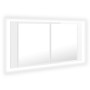 Armario espejo de baño LED acrílico blanco brillo 90x12x45 cm de vidaXL, Tocadores de baño - Ref: Foro24-804977, Precio: 63,9...