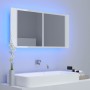 Glossy white acrylic LED bathroom mirror cabinet 90x12x45 cm by vidaXL, bathroom vanities - Ref: Foro24-804977, Price: 63,94 ...