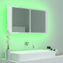 Armario espejo de baño LED acrílico blanco brillo 90x12x45 cm de vidaXL, Tocadores de baño - Ref: Foro24-804977, Precio: 63,9...