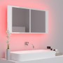 Armario espejo de baño LED acrílico blanco brillo 90x12x45 cm de vidaXL, Tocadores de baño - Ref: Foro24-804977, Precio: 63,9...