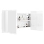 Armario espejo de baño LED acrílico blanco brillo 90x12x45 cm de vidaXL, Tocadores de baño - Ref: Foro24-804977, Precio: 63,9...