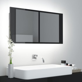 Glossy black acrylic LED bathroom mirror cabinet 90x12x45 cm by vidaXL, bathroom vanities - Ref: Foro24-804978, Price: 84,39 ...