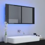 Armario espejo de baño LED acrílico negro brillo 90x12x45 cm de vidaXL, Tocadores de baño - Ref: Foro24-804978, Precio: 84,39...