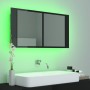 Armario espejo de baño LED acrílico negro brillo 90x12x45 cm de vidaXL, Tocadores de baño - Ref: Foro24-804978, Precio: 84,39...