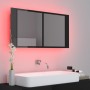 Armario espejo de baño LED acrílico negro brillo 90x12x45 cm de vidaXL, Tocadores de baño - Ref: Foro24-804978, Precio: 84,39...