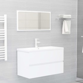 White engineered wood bathroom furniture set by vidaXL, Bathroom furniture - Ref: Foro24-3071684, Price: 264,01 €, Discount: %