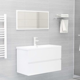 Glossy white engineered wood bathroom furniture set by vidaXL, Bathroom furniture - Ref: Foro24-3071690, Price: 270,99 €, Dis...