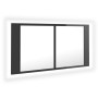 Armario espejo de baño luz LED acrílico gris brillo 90x12x45 cm de vidaXL, Tocadores de baño - Ref: Foro24-804979, Precio: 70...