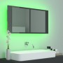 Armario espejo de baño luz LED acrílico gris brillo 90x12x45 cm de vidaXL, Tocadores de baño - Ref: Foro24-804979, Precio: 70...