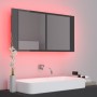 Armario espejo de baño luz LED acrílico gris brillo 90x12x45 cm de vidaXL, Tocadores de baño - Ref: Foro24-804979, Precio: 70...