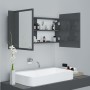 Armario espejo de baño luz LED acrílico gris brillo 90x12x45 cm de vidaXL, Tocadores de baño - Ref: Foro24-804979, Precio: 71...