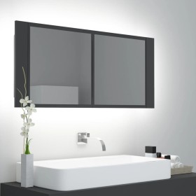 Armario espejo de baño con luz LED acrílico gris 100x12x45 cm de vidaXL, Tocadores de baño - Ref: Foro24-804982, Precio: 62,9...