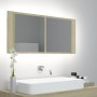 Armario espejo de baño LED acrílico roble Sonoma 100x12x45 cm de vidaXL, Tocadores de baño - Ref: Foro24-804983, Precio: 59,9...