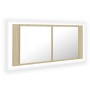 Armario espejo de baño LED acrílico roble Sonoma 100x12x45 cm de vidaXL, Tocadores de baño - Ref: Foro24-804983, Precio: 59,9...