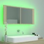 Armario espejo de baño LED acrílico roble Sonoma 100x12x45 cm de vidaXL, Tocadores de baño - Ref: Foro24-804983, Precio: 59,9...