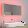 Armario espejo de baño LED acrílico roble Sonoma 100x12x45 cm de vidaXL, Tocadores de baño - Ref: Foro24-804983, Precio: 59,9...