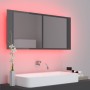 Glossy gray acrylic LED bathroom mirror cabinet 100x12x45 cm by vidaXL, bathroom vanities - Ref: Foro24-804987, Price: 59,99 ...