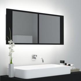 Bathroom mirror cabinet with black acrylic LED light 100x12x45 cm by vidaXL, bathroom vanities - Ref: Foro24-804981, Price: 6...