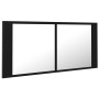 Armario espejo de baño con luz LED acrílico negro 100x12x45 cm de vidaXL, Tocadores de baño - Ref: Foro24-804981, Precio: 67,...