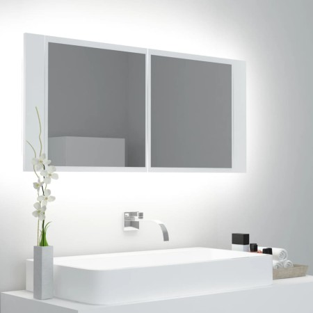 Armario espejo de baño con luz LED acrílico blanco 100x12x45 cm de vidaXL, Tocadores de baño - Ref: Foro24-804980, Precio: 67...