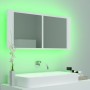 Armario espejo de baño con luz LED acrílico blanco 100x12x45 cm de vidaXL, Tocadores de baño - Ref: Foro24-804980, Precio: 67...