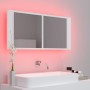 Armario espejo de baño con luz LED acrílico blanco 100x12x45 cm de vidaXL, Tocadores de baño - Ref: Foro24-804980, Precio: 67...