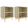 Bedside tables 2 units with oak Sonoma wood legs 40x30x50cm by vidaXL, Nightstands - Ref: Foro24-805786, Price: 47,03 €, Disc...