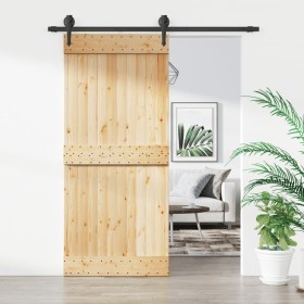 Schiebetür mit Beschlägen aus massivem Kiefernholz, 90 x 210 cm von vidaXL, Türen - Ref: Foro24-3203202, Preis: 148,99 €, Rab...